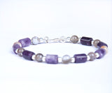 Cylindric amethyst stone with Soliman Agate and 925 Silver Balls