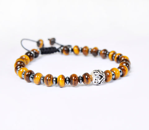 Eye Tiger Beads Bracelets with Hematite separators.