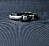 Half Leather Half Silver Cuff Bracelet.