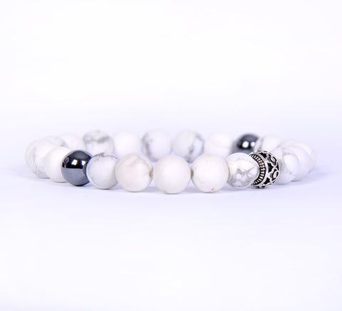 Howlite & Silver Hematite stones bracelet.