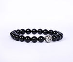 Basic Pure Onyx Beads Bracelet with 925|Silver center piece.