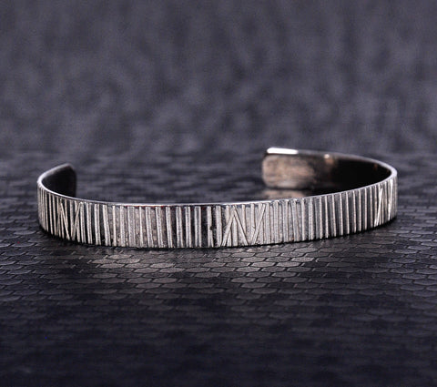 Zigzag style silver cuff bracelet.