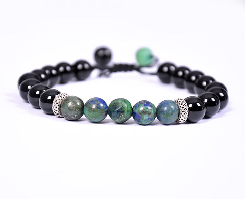 Onyx and Azurite Beads Bracelet