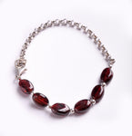 Half Silver Half garnet hyperiid shape  stones