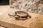 Half circle rounded silver with Half double layer rounded Genuine leather.